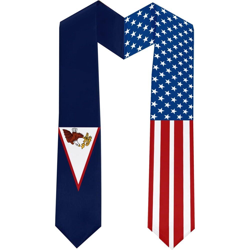 7374 2026 American Samoa Flag and USA Flag Graduation Stole Graduation Sash